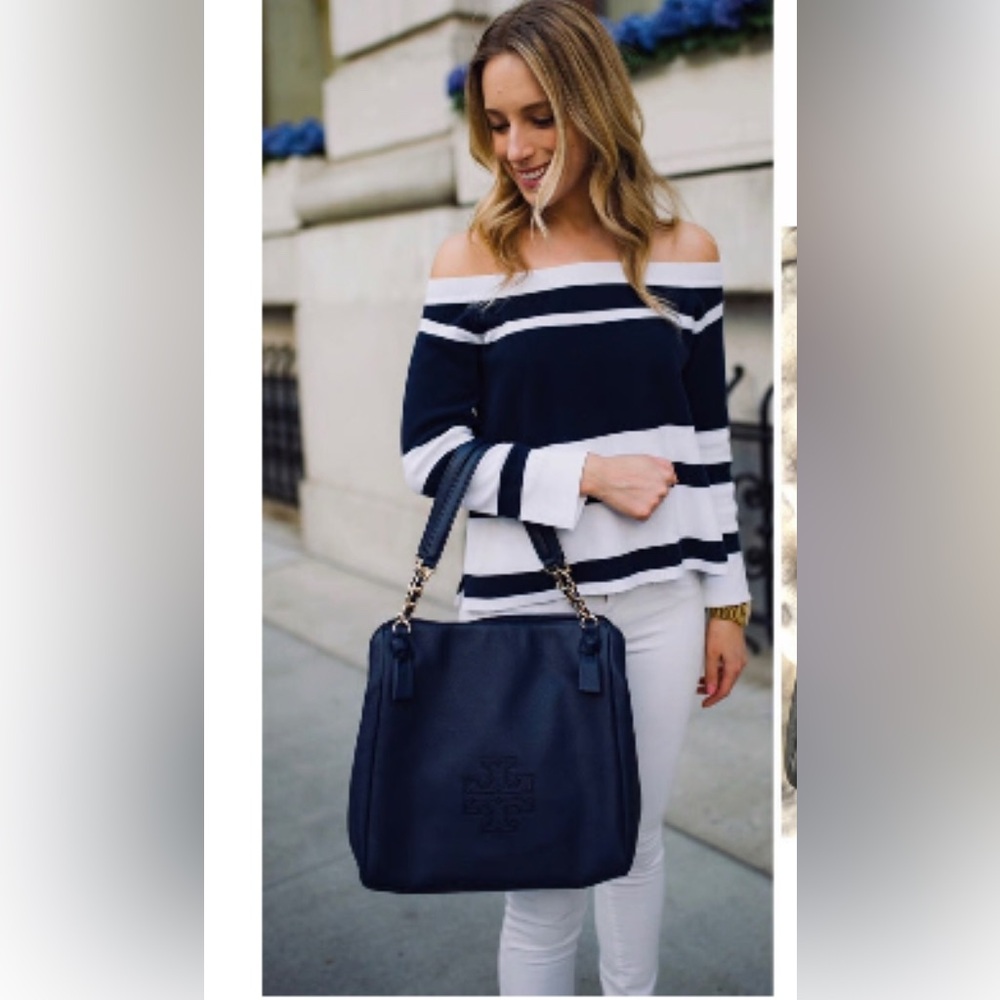 Tory Burch Harper Tote 👜 Black Pebbled Leather Shoulder Bag